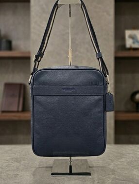 Coach Navy Blue Leather Messenger Crossbody Bag